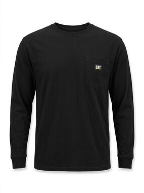 CAT Black Long Sleeve Pocket T-Shirt